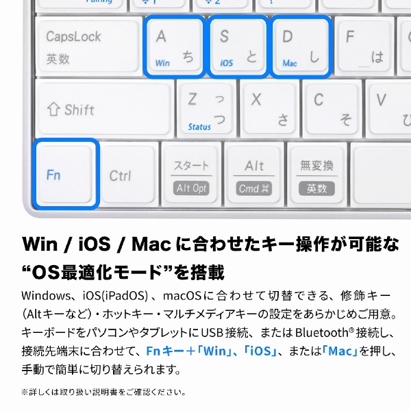 キーボード INTRO Mini BT(iPadOS/iOS/Mac/Windows11対応) ホワイト AS