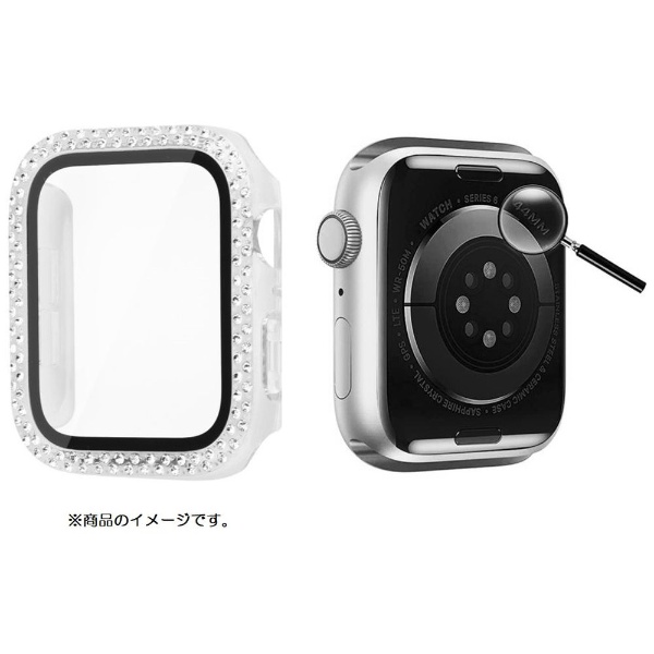 Apple Watch ケース 44mm ステップカットジルコニア ラバー 銀 www