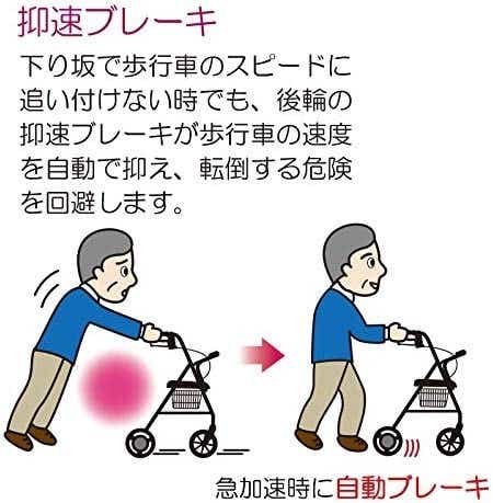 介護用品 歩行車 ハッピーIINB抑速ブレーキ オレンジメタリック