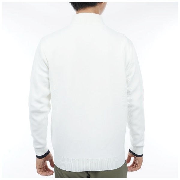 メンズ ロゴジャガード フルジップセーター (Mサイズ/ホワイト
