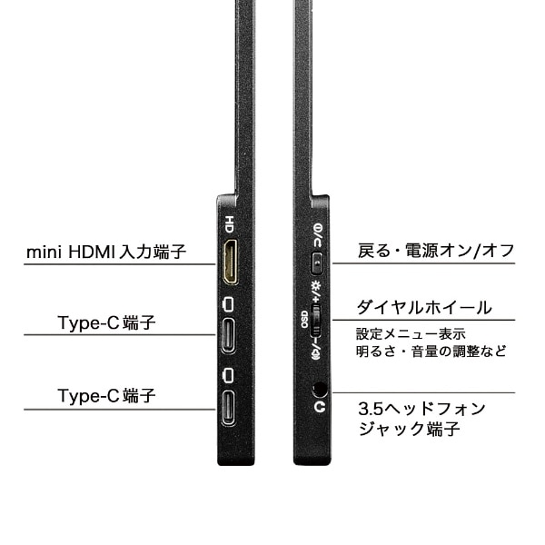 USB-C接続 PCモニター PROMETHEUS MONITOR ブラック UQ-PM13FHDNT-GL