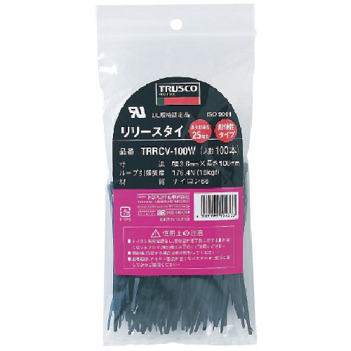 リリースタイ幅12.8mmX482mm最大結束φ140耐候性 TRRCV480W （1袋100本