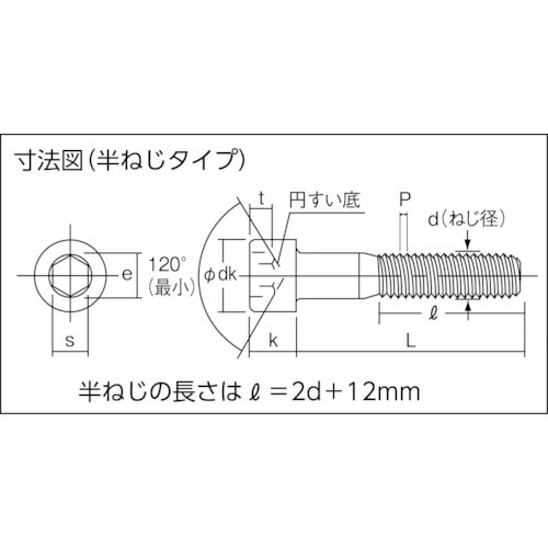 六角穴付ボルト三価 白 半ネジ サイズM4×50 11本入 B7300450(B7300450