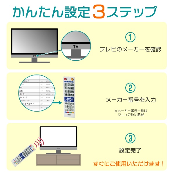 テレビ用リモコン ホワイト IRC-203T(WH) [単4電池×2本(別売