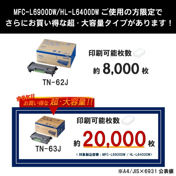 TN-62J 【ブラザー純正】トナーカートリッジ(大容量) TN-62J 対応型番