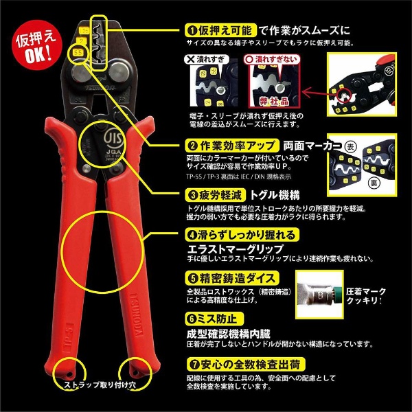 TTC 圧着工具 TP‐38 裸圧着端子・スリーブ用 TP-38-