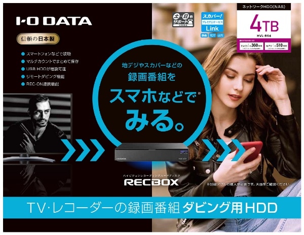 4TB］スマホ対応ハイビジョンレコーディングハードディスク 「RECBOX