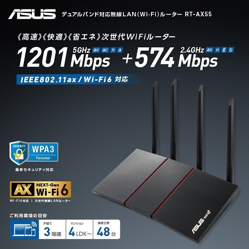 低価お得 ASUS エイスース WiFi 6 802.11ax 対応 デュアルバンドWi-Fi