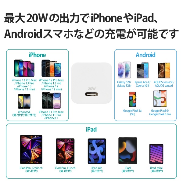 USB Type-C 充電器 PD対応 20W タイプC ×1 【 iPhone iPad 他