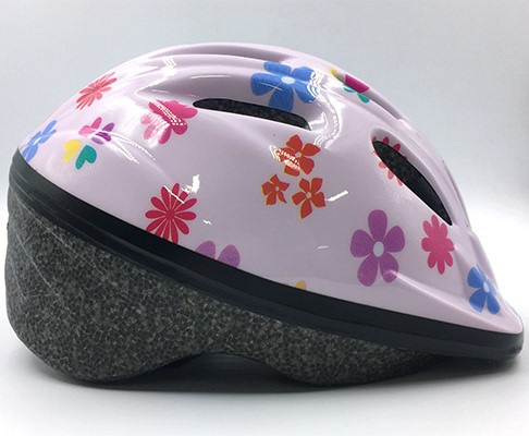 子供用ヘルメット 軽くて丈夫なキッズヘルメット(Mサイズ：52～56cm/花 ...