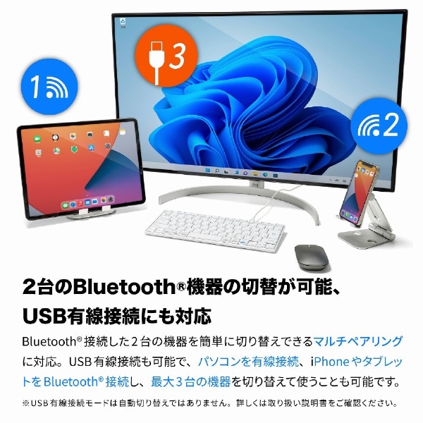 キーボード INTRO Mini BT(iPadOS/iOS/Mac/Windows11対応) ホワイト AS