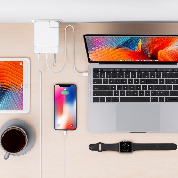 Apple 61W USB-C電源アダプタ用】USB-C → USB-C＋USB-A 変換ハブ