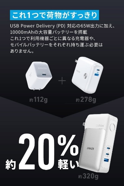 モバイルバッテリー搭載USB急速充電器 733 Power Bank （GaNPrime