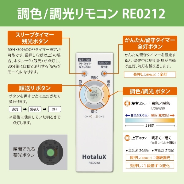 LEDシーリングライト HLDC12301SG [12畳 /昼光色～電球色 /リモコン