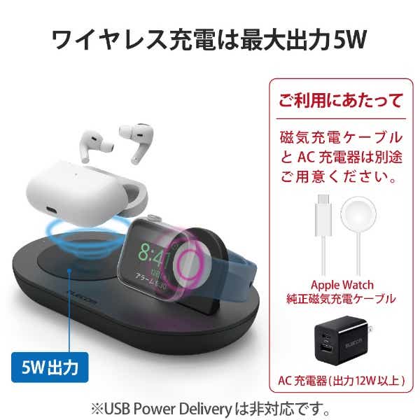 ワイヤレス充電器（5W） Apple Watch充電器はめ込み Qi規格対応 