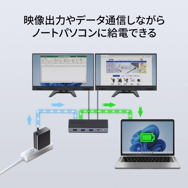 USB-C オス→メス HDMIｘ2 / LAN / USB-Aｘ3 / USB-Cｘ2］USB PD対応