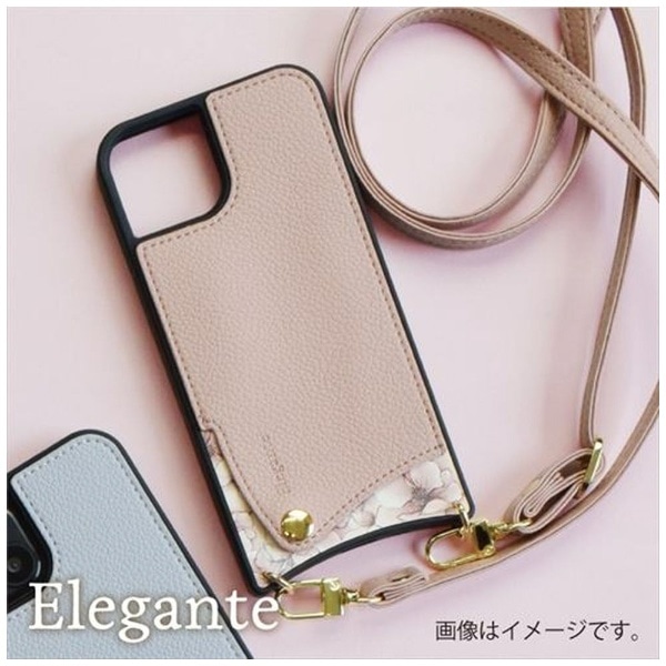 iPhone 14 Pro スマホショルダーケース くすみカラー Elegante 花柄