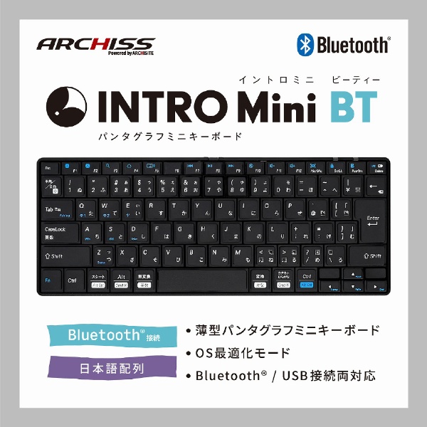 キーボード INTRO Mini BT(iPadOS/iOS/Mac/Windows11対応) ブラック AS 