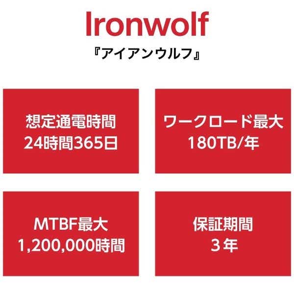 ST12000VN0008 内蔵HDD SATA接続 IronWolf(NAS用)キャッシュ256MB