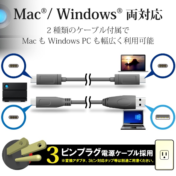 STHJ28000800 外付けHDD USB-C接続 2big RAID(Mac/Windows11対応