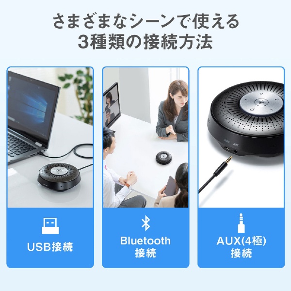 MM-BTMSP1 スピーカーフォン Bluetooth接続 WEB会議 [USB・充電式