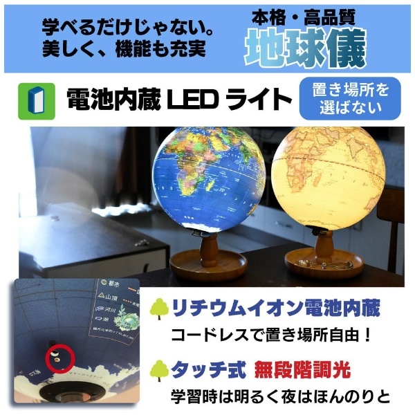 しゃべる 地球儀 AR 20cm 日本語 英語 地勢図 リアルアース ブルー