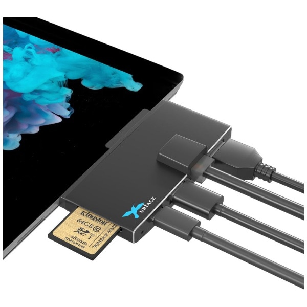 Surface Pro7用［USB-C / USB-A オス→メス カードスロットｘ2 / HDMI