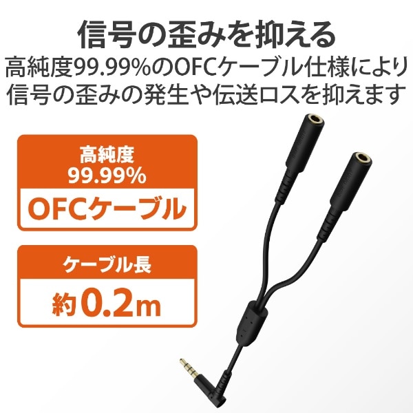 オーディオケーブル 2分配 φ3.5ｍｍ 4極 ミニプラグ to ミニ