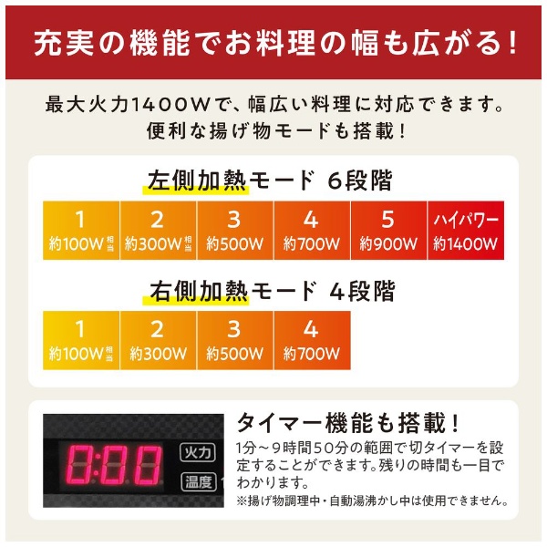 2口IHコンロ IHK-WKT23-B [2口 /100V]　アイリスオーヤマ