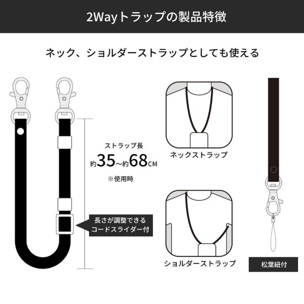 マルチリングプラス 2Wayストラップ フラットタイプ セット ブラック