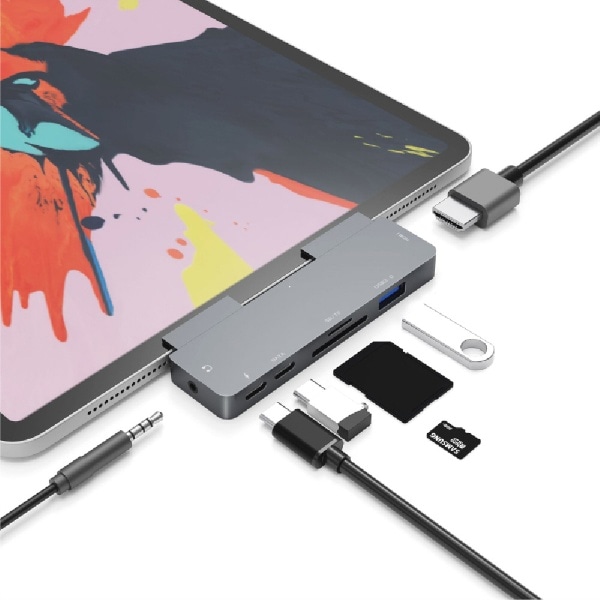 iPad Pro用［USB-C オス→メス カードスロットｘ2 / HDMI / φ3.5mm