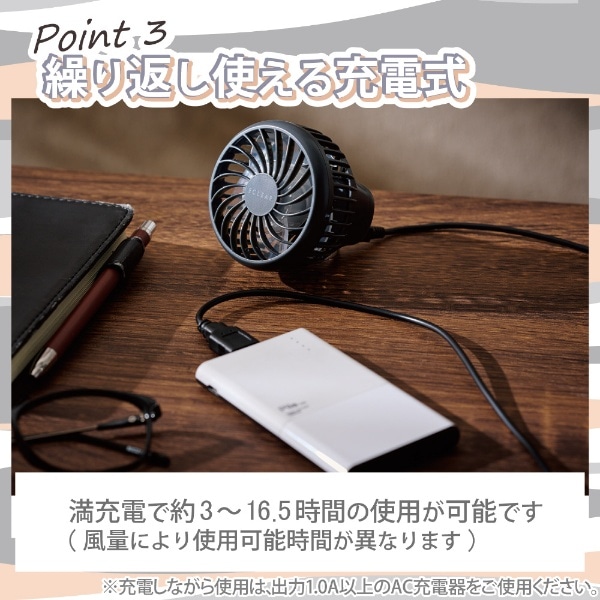 ハンズフリーファン ミニ ECLEAR flow flow ダスティグレー FAN-U235GY