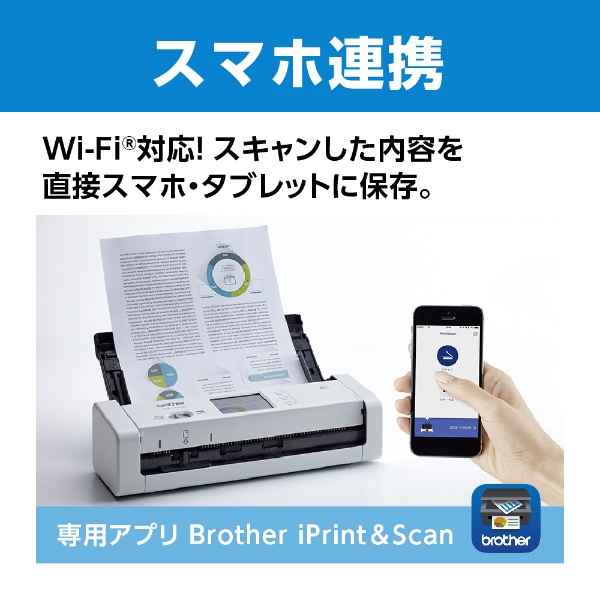 ADS-1700W スキャナー JUSTIO ホワイト [A4サイズ /Wi-Fi／USB