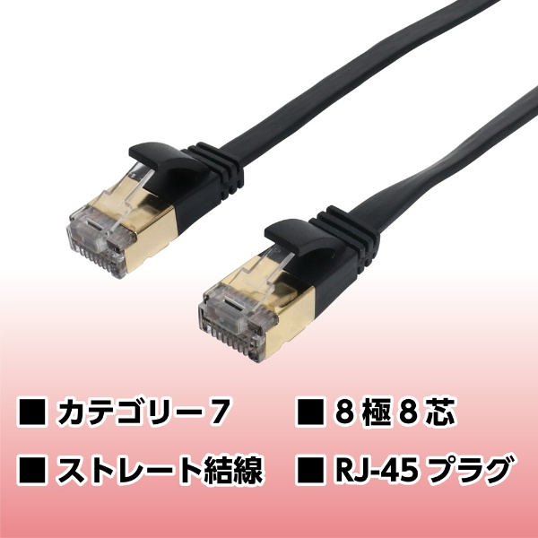 LANケーブル ブラック LB-F710BK [10m /カテゴリー7 /フラット](10m