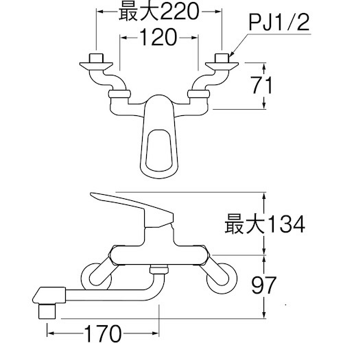 ＳＡＮＥＩ シングル混合栓 K1700ED-4UR-13(K1700ED-4UR-13