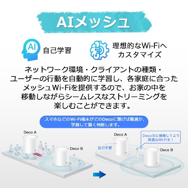 Wi-Fiルーター Deco X50（3パック）2402+574Mbps AX3000 [Wi-Fi 6(ax)/ac/n/a/g/b](ホワイト):  ビックカメラ｜JRE MALL