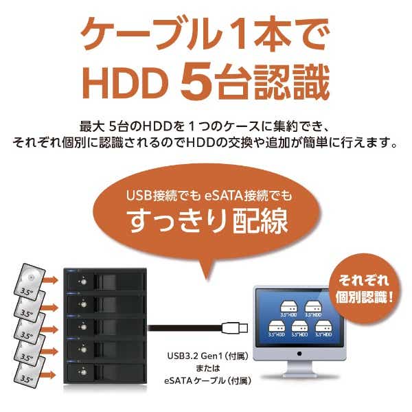 HDD/SSDケース USB-C＋USB-A接続 裸族の集合住宅 5Bay Type-C ブラック