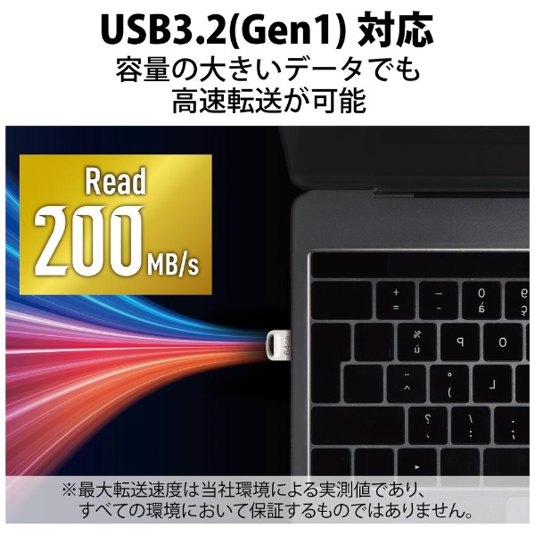 USBメモリ 超小型(Mac/Windows11対応) シルバー MF-SU3A128GSV [200GB