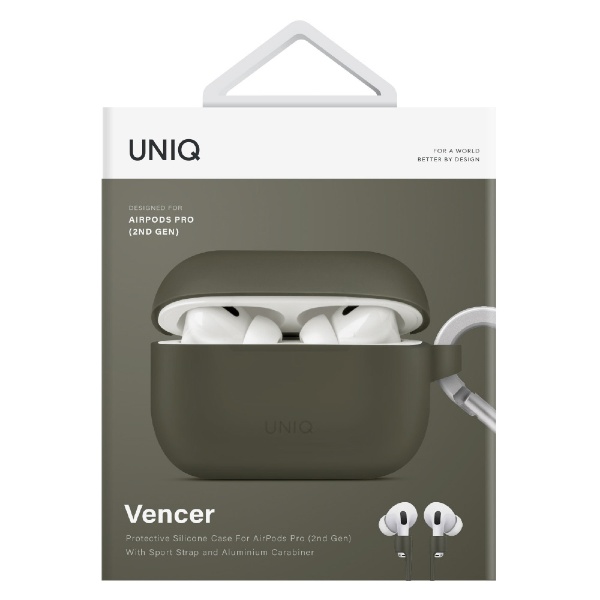 AirPods Pro(第2世代)対応 シリコンケース VENCER UNIQ モスグリーン