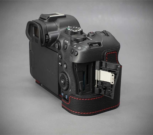 キャノン EOS R6 MarkII 用本革カメラハーフケース ブラック CN