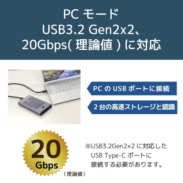 SSDケース USB-C＋USB-A接続 クローン機能(Mac/Windows11対応) RS-ECM2