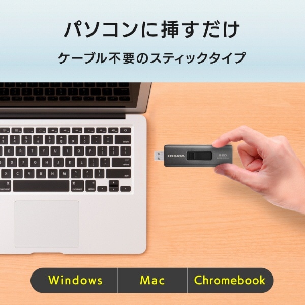 SSPE-USC500B 外付けSSD USB-C＋USB-A接続 スティックSSD(Chrome