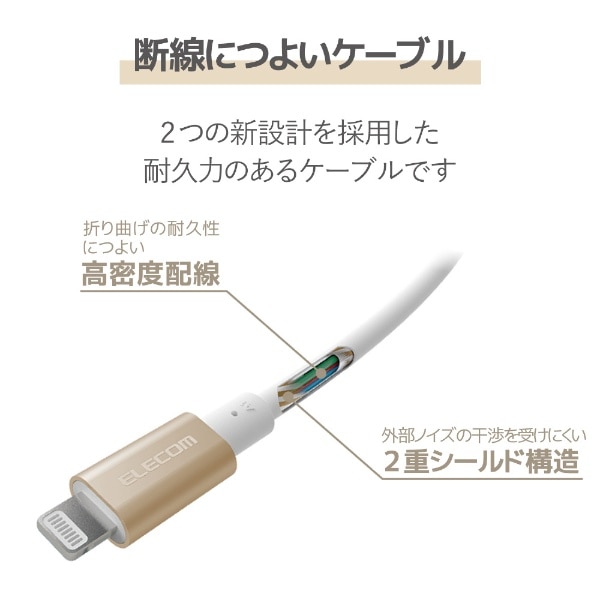 iPhone 充電ケーブル USB C ライトニングケーブル 2m PD対応 タイプC MFi認証 超急速 高耐久 ゴールド iPhone iPad  iPod AirPods各種対応 Lightning Type-C MPA-CLPS20GD [2m /USB Power Delivery対応](ゴールド):  ビックカメラ｜JRE MALL