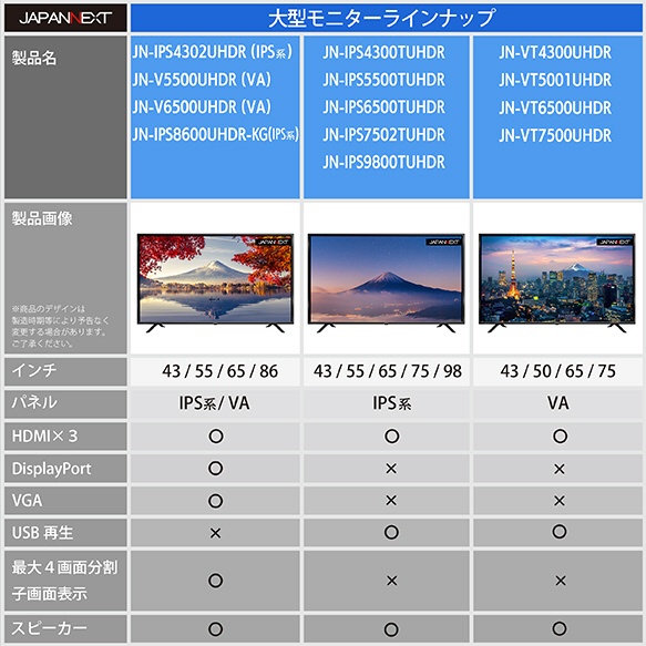 PCモニター ブラック JN-VT4300UHDR [43型 /4K(3840×2160） /ワイド