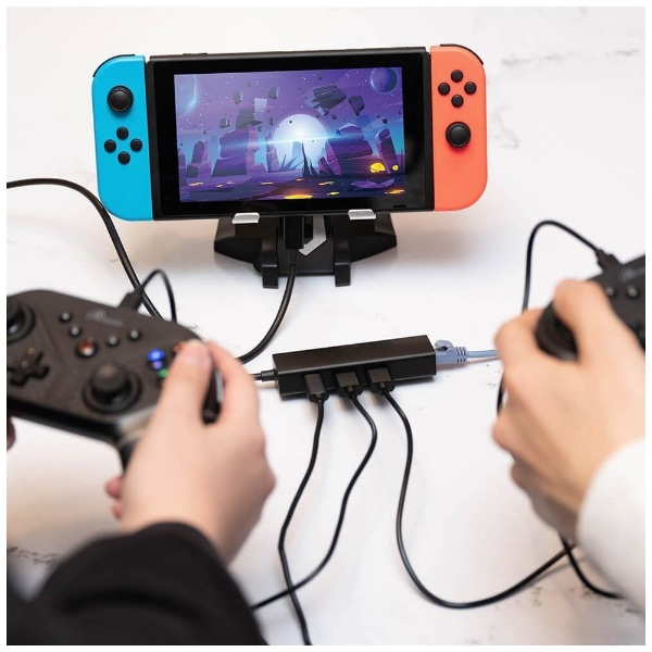 Switch用 有線LAN Wポート＋チャージ【Switch】(ブラック 