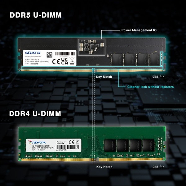 増設メモリ DDR5-4800 ブラック AD5U480032G-DT [DIMM DDR5 /32GB /2枚