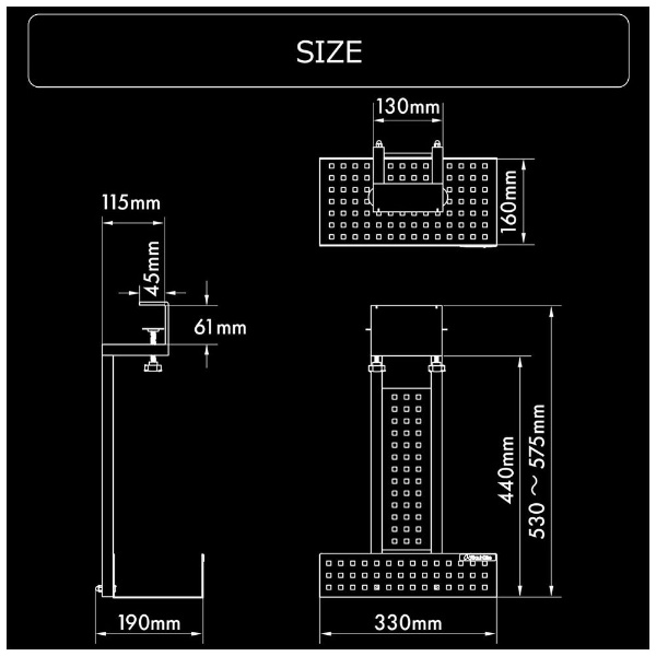 ゲーム機収納ラック デスク下タイプ [W330ｘD190ｘH530～575mm