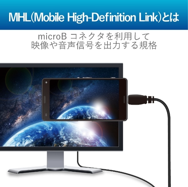 MHL変換ケーブル(microB to HDMI) ミラーリングケーブル android [2.0m ...