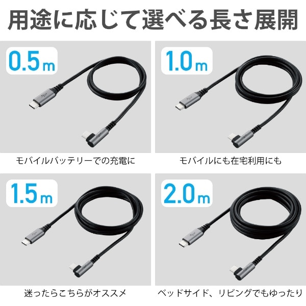 USB-C ⇔ USB-Cケーブル [充電 /転送 /1.5m /USB Power Delivery /60W