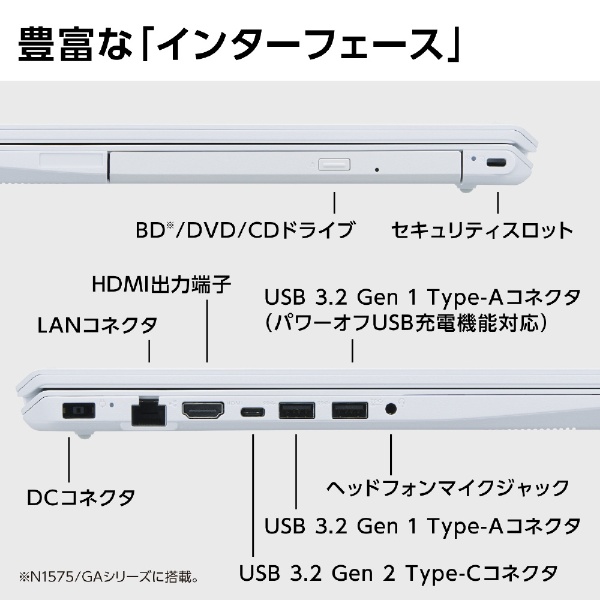 ノートパソコン LAVIE N15(N1570/GAW) パールホワイト PC-N1570GAW